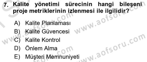 Cbs’de Proje Tasarımı ve Yönetimi Dersi 2025 - 2026 Yılı (Final) Dönem Sonu Sınav Soruları 7. Soru