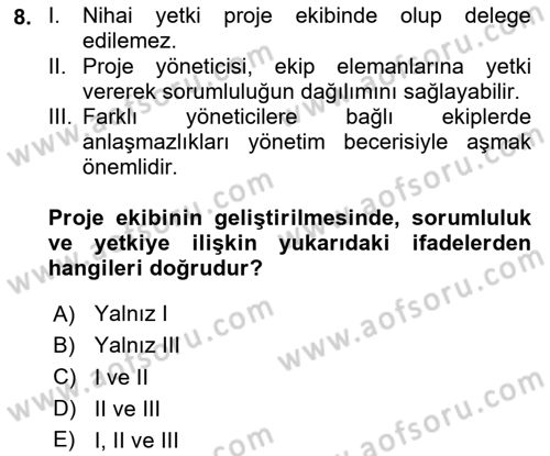 Cbs’de Proje Tasarımı ve Yönetimi Dersi 2025 - 2026 Yılı (Final) Dönem Sonu Sınav Soruları 8. Soru