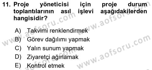 Cbs’de Proje Tasarımı ve Yönetimi Dersi 2025 - 2026 Yılı Yaz Okulu Sınav Soruları 11. Soru