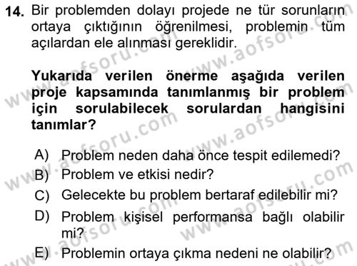 Cbs’de Proje Tasarımı ve Yönetimi Dersi 2025 - 2026 Yılı Yaz Okulu Sınav Soruları 14. Soru