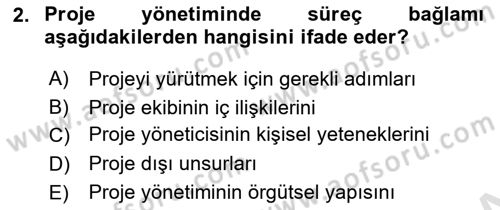 Cbs’de Proje Tasarımı ve Yönetimi Dersi 2025 - 2026 Yılı Yaz Okulu Sınav Soruları 2. Soru
