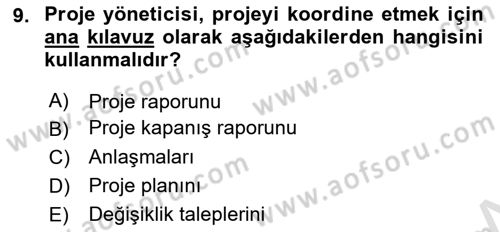 Cbs’de Proje Tasarımı ve Yönetimi Dersi 2025 - 2026 Yılı Yaz Okulu Sınav Soruları 9. Soru