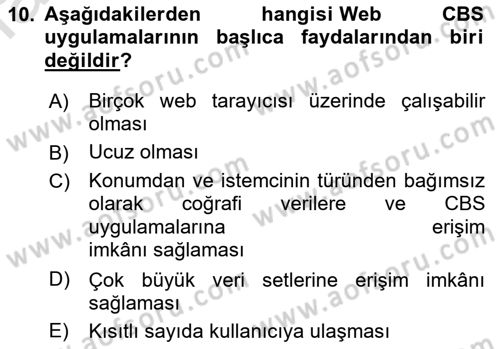 Web Tabanlı CBS Dersi 2022 - 2023 Yılı Yaz Okulu Sınav Soruları 10. Soru