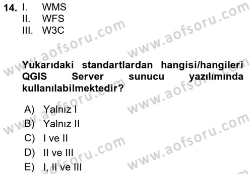 Web Tabanlı CBS Dersi 2022 - 2023 Yılı Yaz Okulu Sınav Soruları 14. Soru