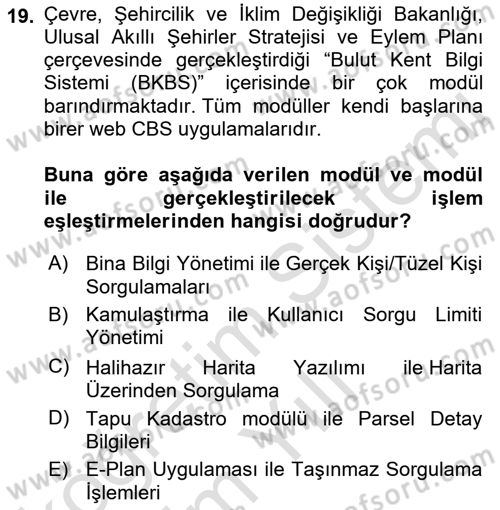 Web Tabanlı CBS Dersi 2022 - 2023 Yılı Yaz Okulu Sınav Soruları 19. Soru