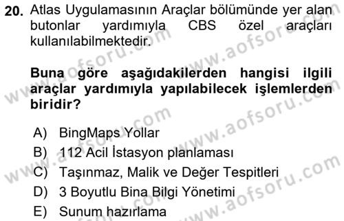Web Tabanlı CBS Dersi 2022 - 2023 Yılı Yaz Okulu Sınav Soruları 20. Soru