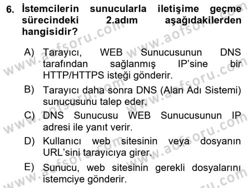 Web Tabanlı CBS Dersi 2022 - 2023 Yılı Yaz Okulu Sınav Soruları 6. Soru