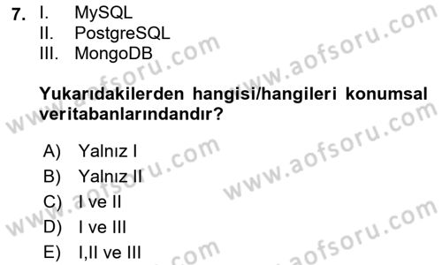 Web Tabanlı CBS Dersi 2022 - 2023 Yılı Yaz Okulu Sınav Soruları 7. Soru