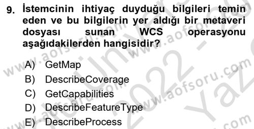Web Tabanlı CBS Dersi 2022 - 2023 Yılı Yaz Okulu Sınav Soruları 9. Soru