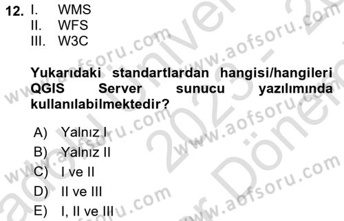 Web Tabanlı CBS Dersi 2023 - 2024 Yılı (Final) Dönem Sonu Sınav Soruları 12. Soru