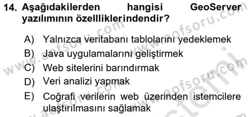 Web Tabanlı CBS Dersi 2023 - 2024 Yılı (Final) Dönem Sonu Sınav Soruları 14. Soru