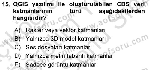 Web Tabanlı CBS Dersi 2023 - 2024 Yılı (Final) Dönem Sonu Sınav Soruları 15. Soru
