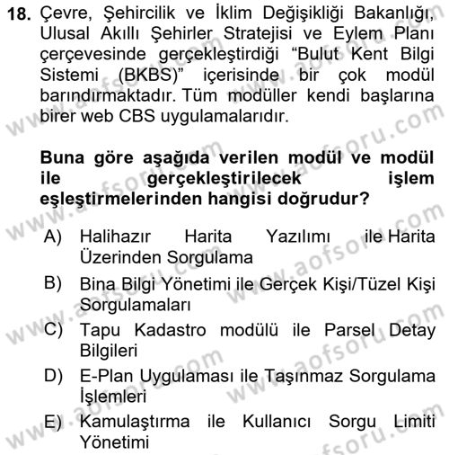 Web Tabanlı CBS Dersi 2023 - 2024 Yılı (Final) Dönem Sonu Sınav Soruları 18. Soru