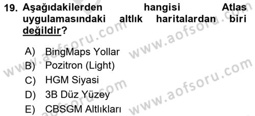 Web Tabanlı CBS Dersi 2023 - 2024 Yılı (Final) Dönem Sonu Sınav Soruları 19. Soru