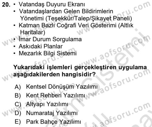 Web Tabanlı CBS Dersi 2023 - 2024 Yılı (Final) Dönem Sonu Sınav Soruları 20. Soru