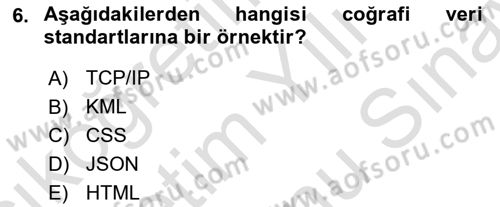 Web Tabanlı CBS Dersi 2023 - 2024 Yılı (Final) Dönem Sonu Sınav Soruları 6. Soru