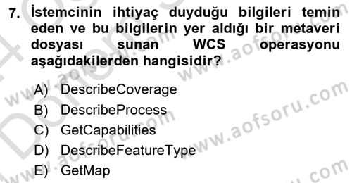 Web Tabanlı CBS Dersi 2023 - 2024 Yılı (Final) Dönem Sonu Sınav Soruları 7. Soru