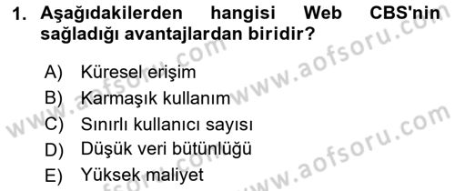 Web Tabanlı CBS Dersi 2023 - 2024 Yılı Yaz Okulu Sınav Soruları 1. Soru