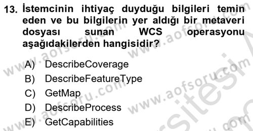 Web Tabanlı CBS Dersi 2023 - 2024 Yılı Yaz Okulu Sınav Soruları 13. Soru