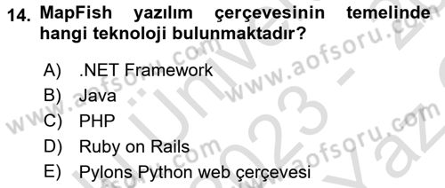Web Tabanlı CBS Dersi 2023 - 2024 Yılı Yaz Okulu Sınav Soruları 14. Soru