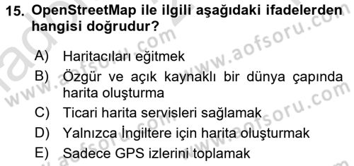 Web Tabanlı CBS Dersi 2023 - 2024 Yılı Yaz Okulu Sınav Soruları 15. Soru