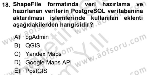 Web Tabanlı CBS Dersi 2023 - 2024 Yılı Yaz Okulu Sınav Soruları 18. Soru
