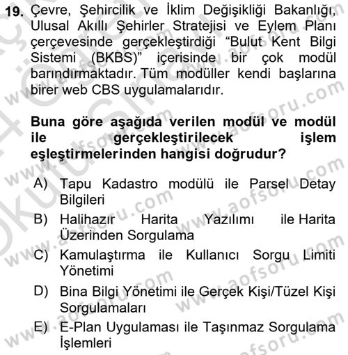 Web Tabanlı CBS Dersi 2023 - 2024 Yılı Yaz Okulu Sınav Soruları 19. Soru