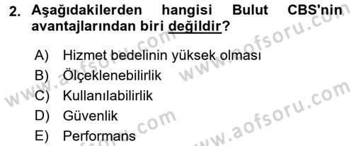 Web Tabanlı CBS Dersi 2023 - 2024 Yılı Yaz Okulu Sınav Soruları 2. Soru