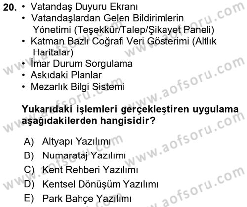 Web Tabanlı CBS Dersi 2023 - 2024 Yılı Yaz Okulu Sınav Soruları 20. Soru