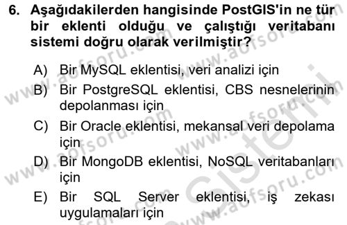 Web Tabanlı CBS Dersi 2023 - 2024 Yılı Yaz Okulu Sınav Soruları 6. Soru