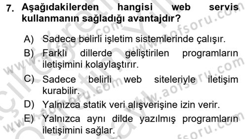 Web Tabanlı CBS Dersi 2023 - 2024 Yılı Yaz Okulu Sınav Soruları 7. Soru