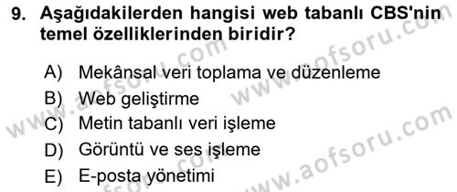 Web Tabanlı CBS Dersi 2023 - 2024 Yılı Yaz Okulu Sınav Soruları 9. Soru