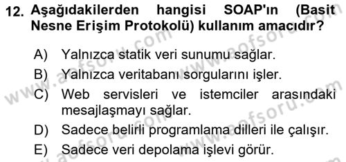 Web Tabanlı CBS Dersi 2024 - 2025 Yılı (Vize) Ara Sınav Soruları 12. Soru