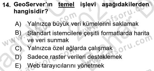 Web Tabanlı CBS Dersi 2024 - 2025 Yılı (Vize) Ara Sınav Soruları 14. Soru