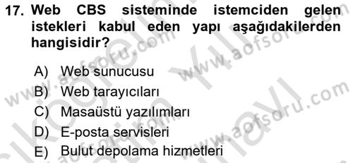 Web Tabanlı CBS Dersi 2024 - 2025 Yılı (Vize) Ara Sınav Soruları 17. Soru
