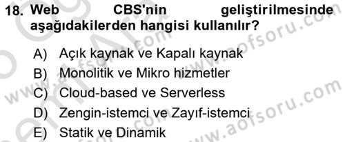 Web Tabanlı CBS Dersi 2024 - 2025 Yılı (Vize) Ara Sınav Soruları 18. Soru