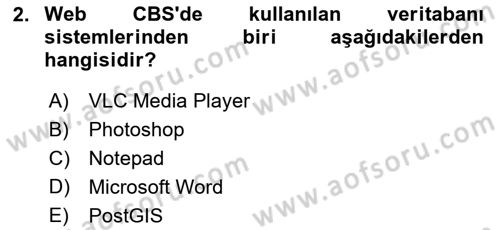 Web Tabanlı CBS Dersi 2024 - 2025 Yılı (Vize) Ara Sınav Soruları 2. Soru