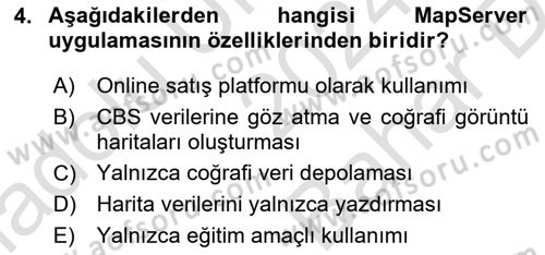 Web Tabanlı CBS Dersi 2024 - 2025 Yılı (Vize) Ara Sınav Soruları 4. Soru