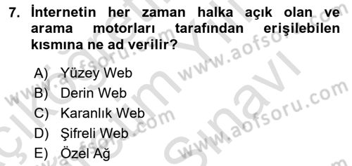 Web Tabanlı CBS Dersi 2024 - 2025 Yılı (Vize) Ara Sınav Soruları 7. Soru
