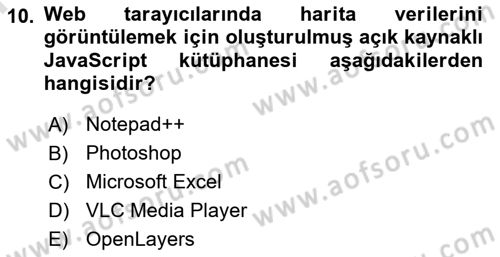 Web Tabanlı CBS Dersi 2024 - 2025 Yılı (Final) Dönem Sonu Sınav Soruları 10. Soru