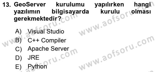 Web Tabanlı CBS Dersi 2024 - 2025 Yılı (Final) Dönem Sonu Sınav Soruları 13. Soru