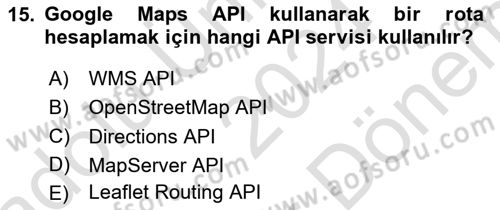 Web Tabanlı CBS Dersi 2024 - 2025 Yılı (Final) Dönem Sonu Sınav Soruları 15. Soru