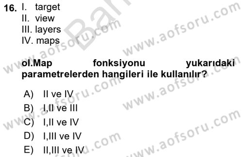 Web Tabanlı CBS Dersi 2024 - 2025 Yılı (Final) Dönem Sonu Sınav Soruları 16. Soru