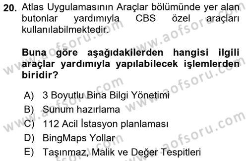 Web Tabanlı CBS Dersi 2024 - 2025 Yılı (Final) Dönem Sonu Sınav Soruları 20. Soru