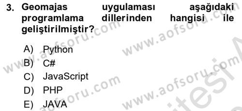 Web Tabanlı CBS Dersi 2024 - 2025 Yılı (Final) Dönem Sonu Sınav Soruları 3. Soru