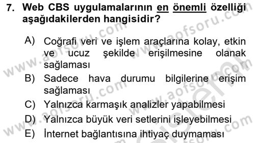 Web Tabanlı CBS Dersi 2024 - 2025 Yılı (Final) Dönem Sonu Sınav Soruları 7. Soru
