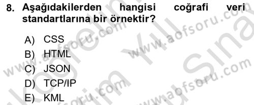 Web Tabanlı CBS Dersi 2024 - 2025 Yılı (Final) Dönem Sonu Sınav Soruları 8. Soru