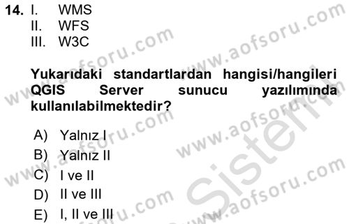 Web Tabanlı CBS Dersi 2024 - 2025 Yılı Yaz Okulu Sınav Soruları 14. Soru