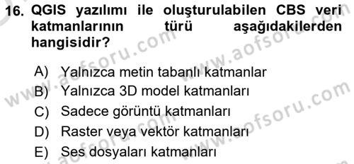 Web Tabanlı CBS Dersi 2024 - 2025 Yılı Yaz Okulu Sınav Soruları 16. Soru