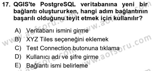 Web Tabanlı CBS Dersi 2024 - 2025 Yılı Yaz Okulu Sınav Soruları 17. Soru